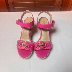 Michael Kors Pink Espadrille Wedge Sandals | Size 8.5